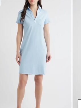 Frank & Eileen Lauren Cotton Polo Dress Dive blue small-tiny flaw
